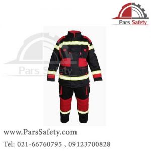 لباس-عملیاتی-آتش-نشانی-هارنس-دار-مشکی-قرمز
